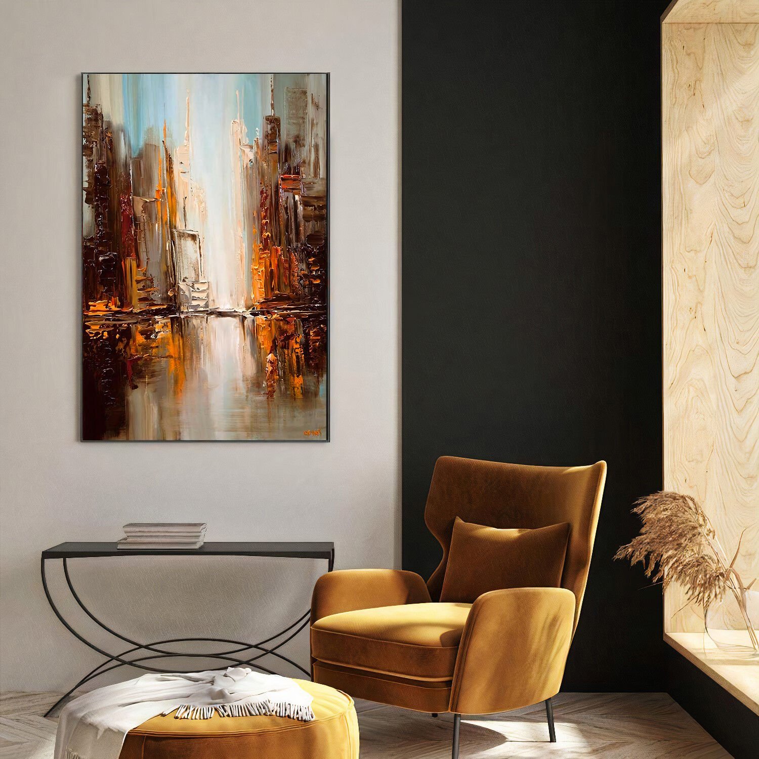 Yağlı boya dokulu soyut tablo