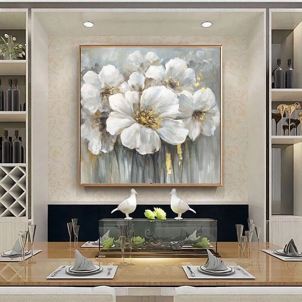 Yağlı Boya Dokulu Çiçek Tablo