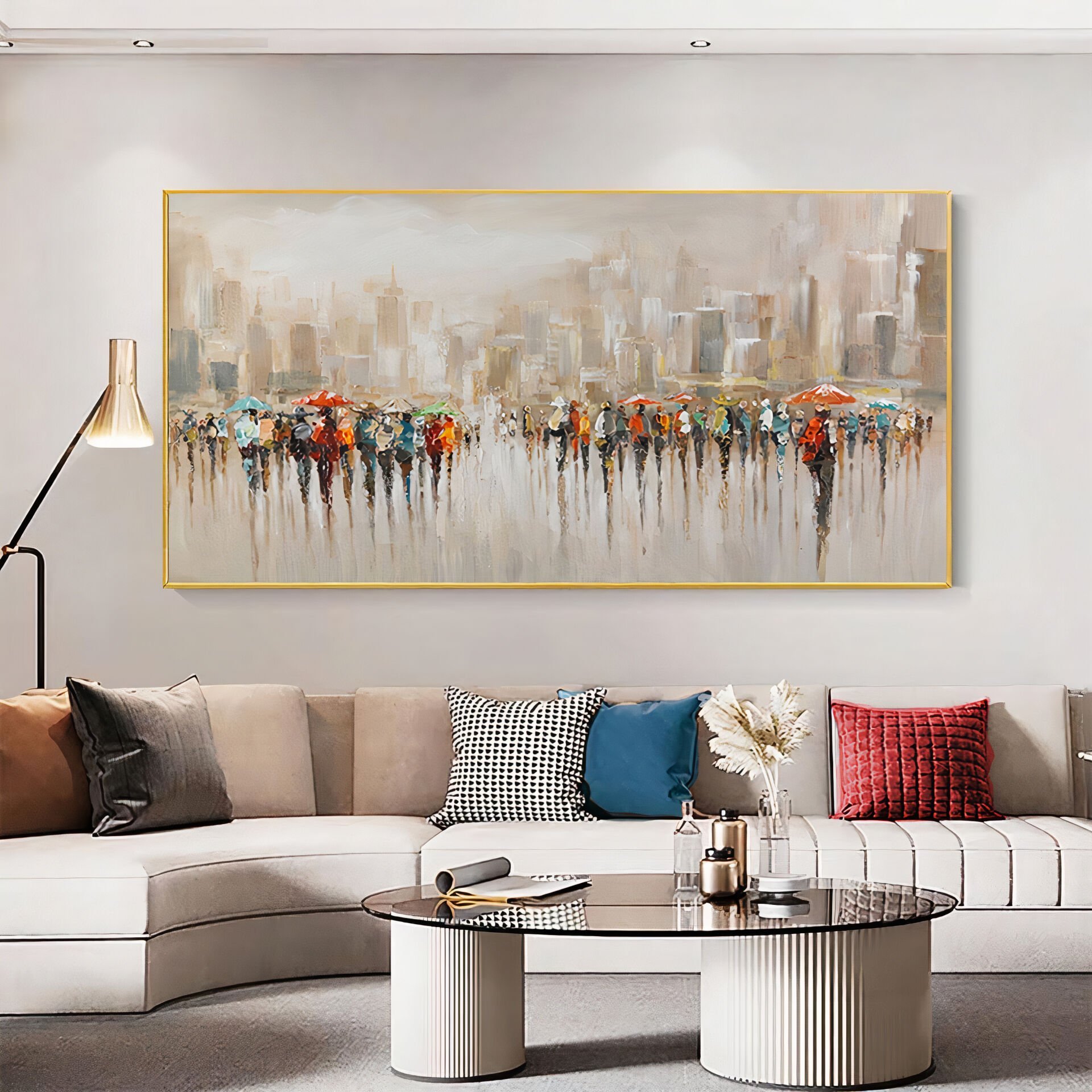 Yağlı boya dokulu soyut renkli insanlar tablo