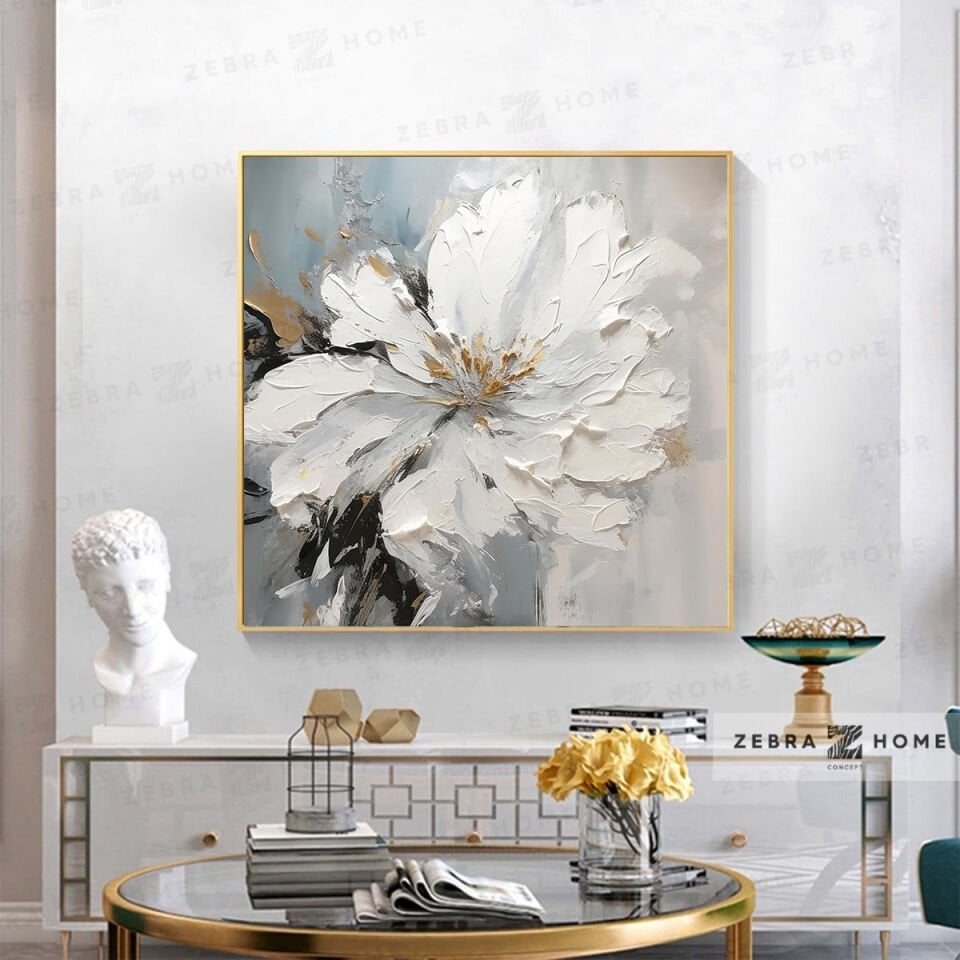 Yağlı Boya Dokulu Çiçek Tablo