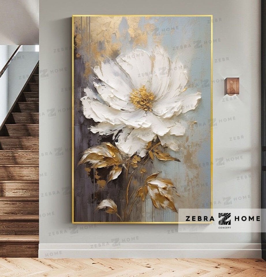 Yağlı Boya Dokulu Çiçek Tablo