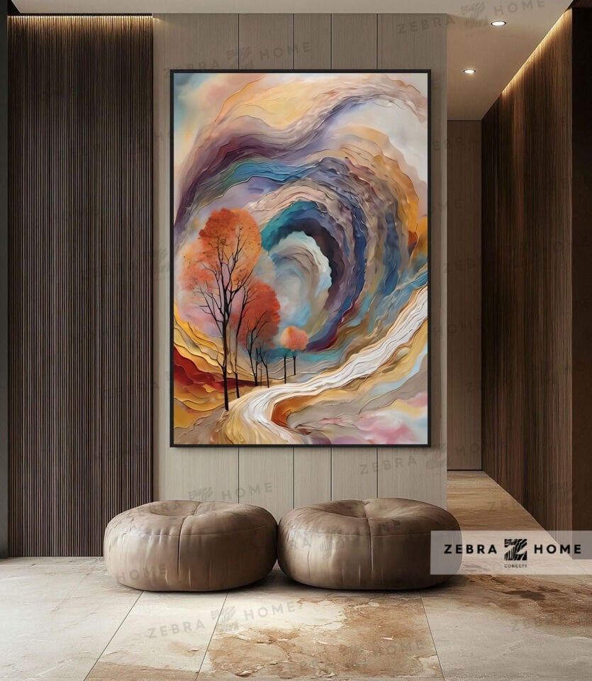 Yağlı Boya Dokulu Ağaç Tablo