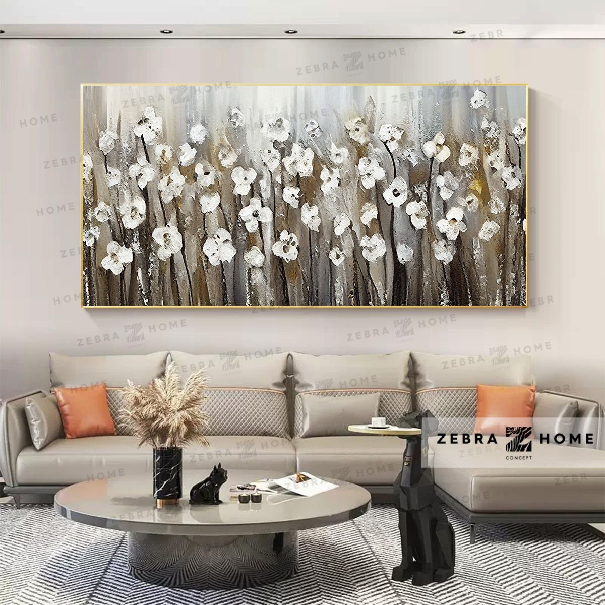 Yağlı Boya Dokulu Çiçek Tablo