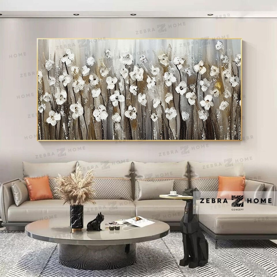 Yağlı Boya Dokulu Çiçek Tablo