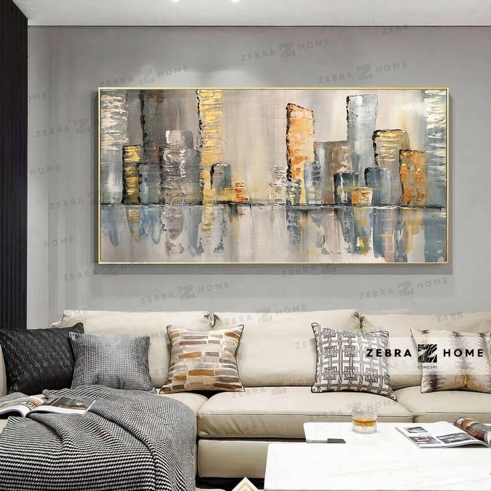 Yağlı Boya Dokulu Şehir Tablo