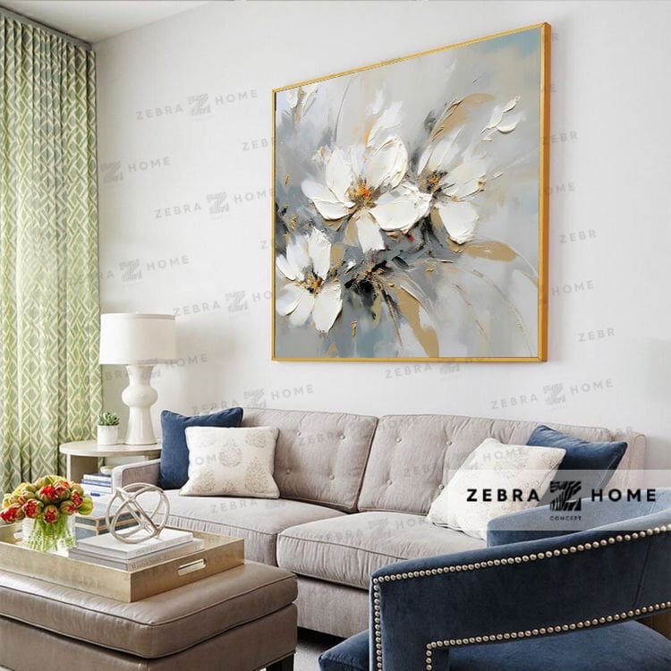 Yağlı Boya Dokulu Çiçek Tablo