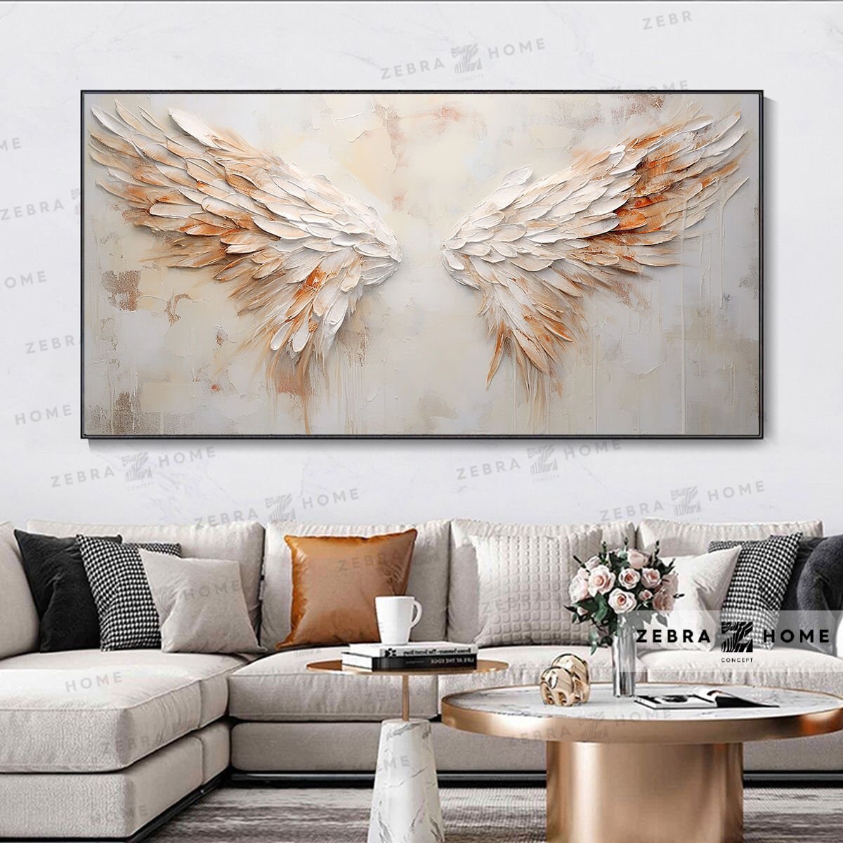 Yağlı Boya Dokulu Melek Kanadı Tablo