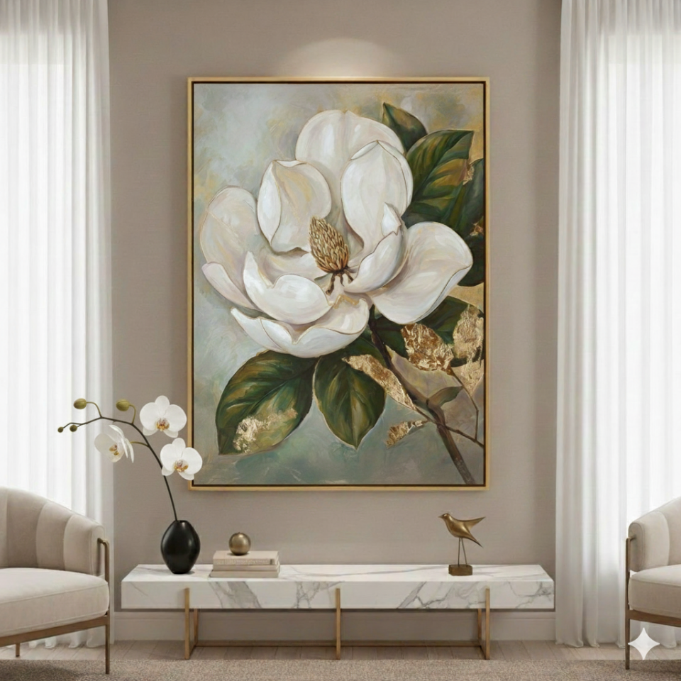 Yağlı Boya Dokulu Çiçek Tablo